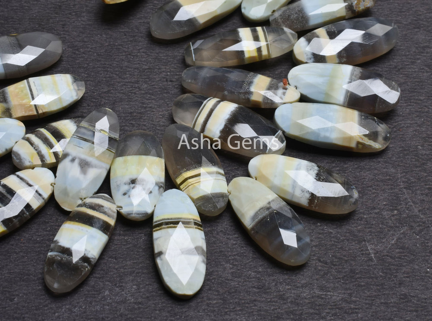 Beautiful Boulder Opal Fancy Long Oval Side Drill Beads,8" Lemon Boulder Opal faceted Oval Briolette Gemstone Beads, Opal Loose Bead Jewelry