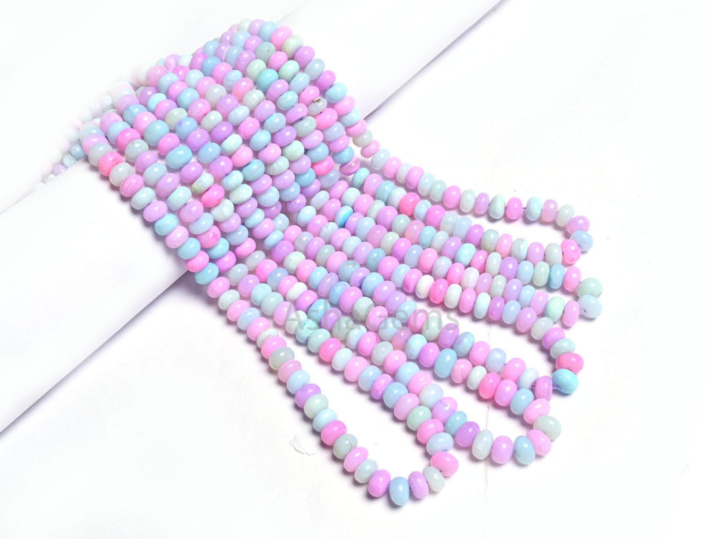 AAA Multi Light Pink Blue Opal Smooth Rondelle Shape Gemstone Beads, Shaded Multi Color Opal Plain handmade Opal Bead Jewelry Necklace Craft