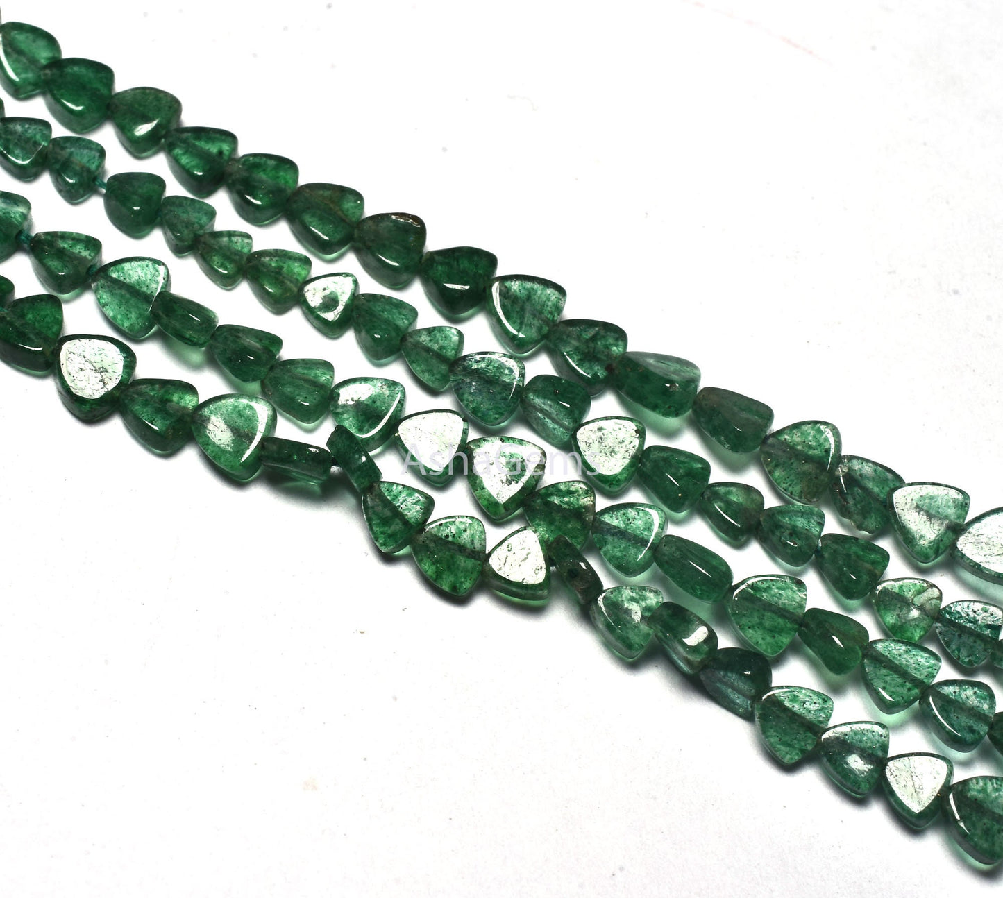 Beautiful Green Mica Smooth Handmade Heart Shape Beads,13" Natural Mica Margaj Plain Straight Drill Heart beads, Gemstone Fancy bead Jewelry
