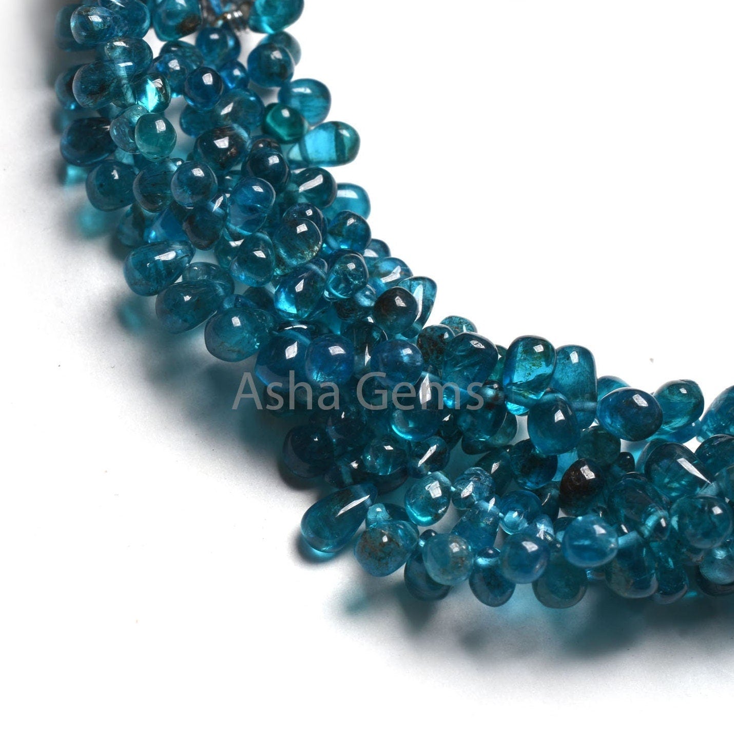 Natural Blue Apatite Smooth Drop Shape Beads, Fine Neon Apatite Beads,8"Strand Neon Blue Apatite Plain Handmade Tiny Teardrop Gemstone Beads