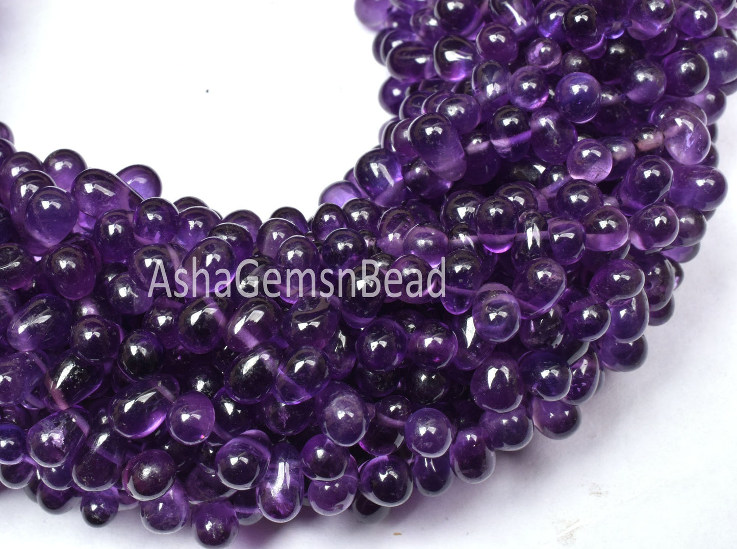 Natural Purple Amethyst Smooth Drops Shape Beads Gemstone, African Amethyst Drops, Amethyst Side Drill Teardrop Handmade Indian Bead Jewelry