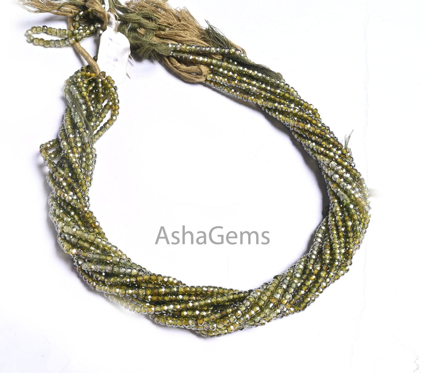 Beautiful Green Zircon Micro Faceted Beads,3.2 mm AAA Dark Olive Green Cubic Zirconia Machine Cut Rondelle Zircon Beads Jewelry Crafts SALE