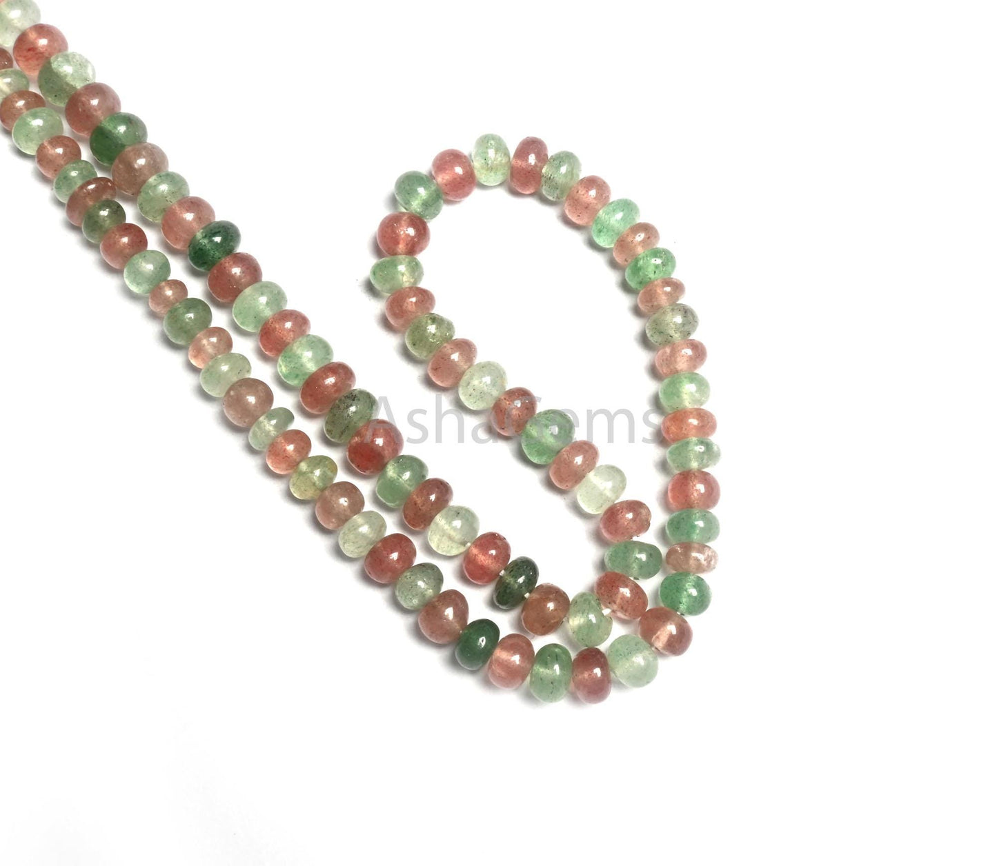 Shaded Pink Green Strawberry Quartz Rondelle Shape Handmade Beads, Natural Multi Strawberry Quartz Smooth Gemstone Loose Beads Jewelry SALE