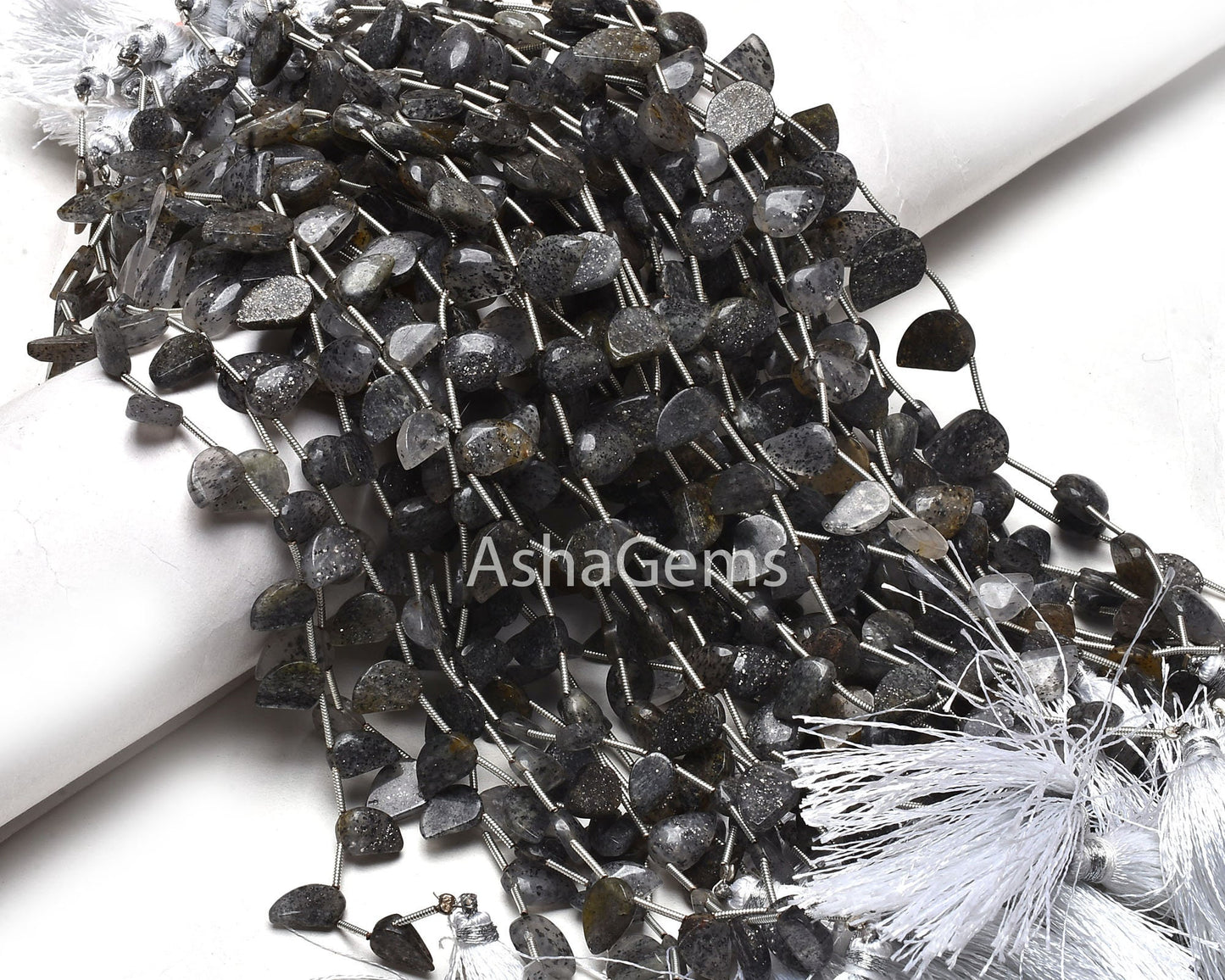 Beautiful Black sunstone Fancy Shape Beads,8" Strand Sunstone Side Drill Keri Shape Gemstone Handmade Beads Sunstone Beads For Jewelry Craft