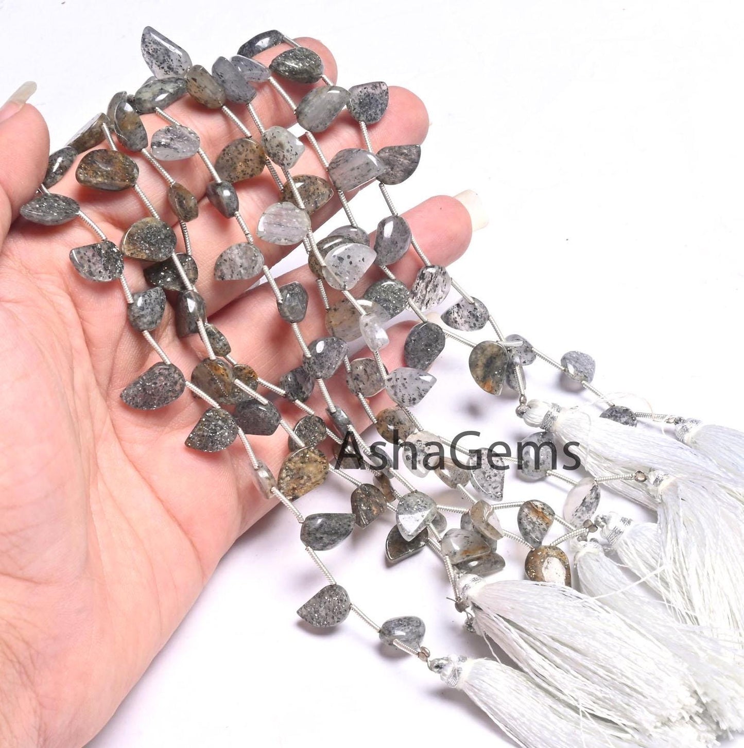 Beautiful Black sunstone Fancy Shape Gemstone Side Drill Beads,7" Fine Sunstone Keri Shape Handmade Beads, Black sunstone Bead Jewelry Craft