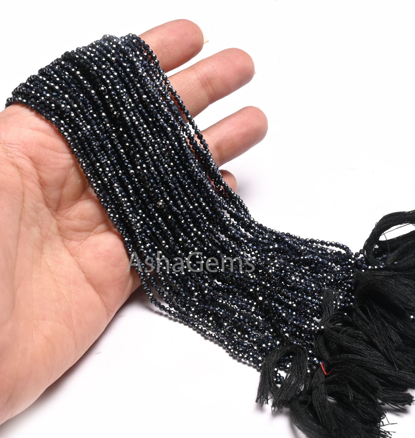2.2 mm Black Spinel Silver Coated Micro Cut Rondelle Gemstone Tiny Beads,13"Coated Spinel Faceted Machine Cut Spinal Bead Jewelry Craft SALE