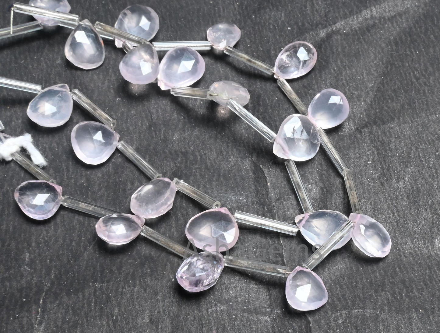 Beautiful Rose Quartz Pear + Heart Mix Shape Gemstone Beads, Natural Pink Quartz Faceted Briolette Gemstone Rose Quartz Beads Jewelry Crafts (AG 18711)