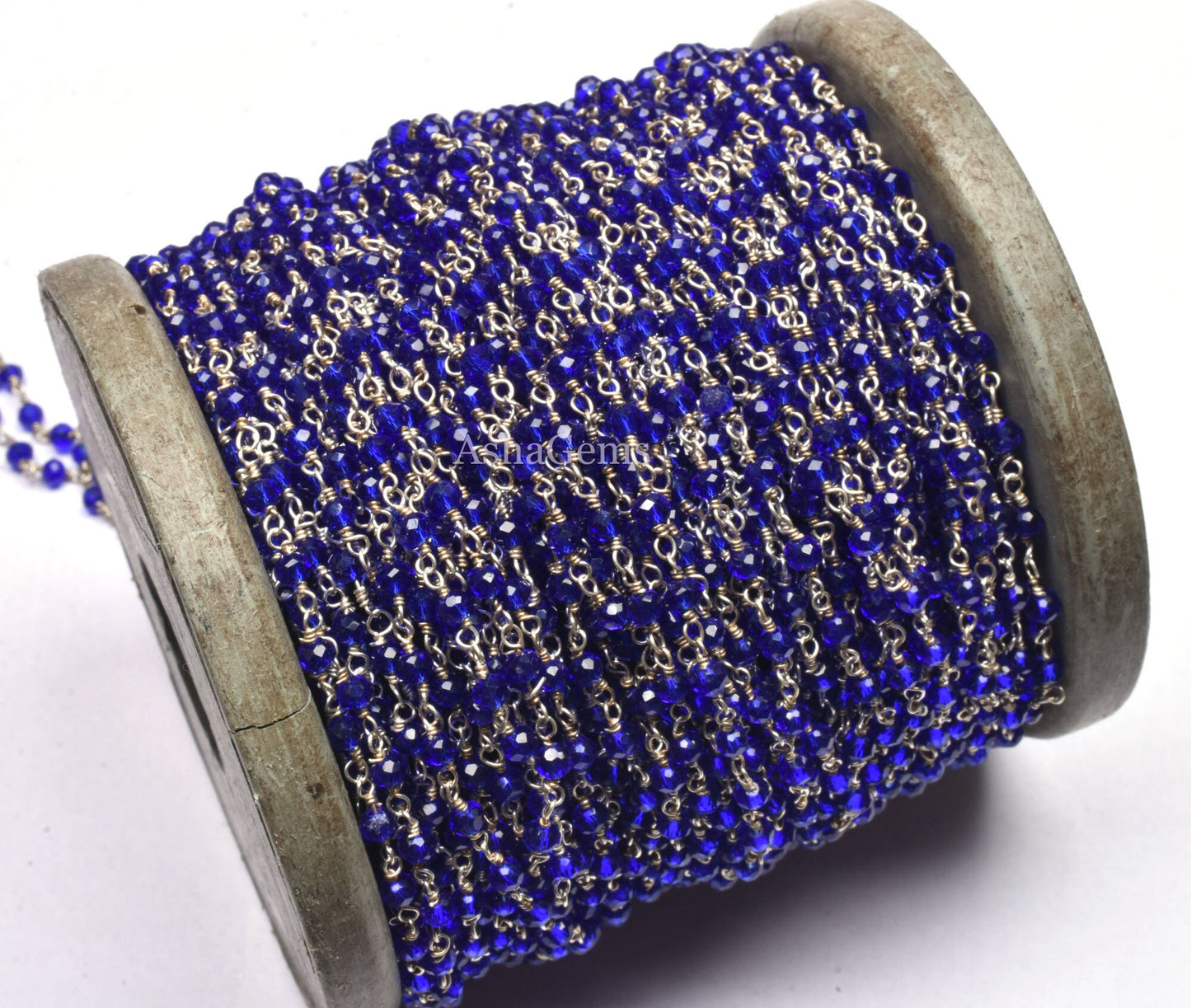 beautiful Royal Blue Quartz Hydro Faceted Rondelle Beads Chain 1,5,10,50 Ft. Silver Plated Rosary Chain Wire Roll Chain For Jewelry makings