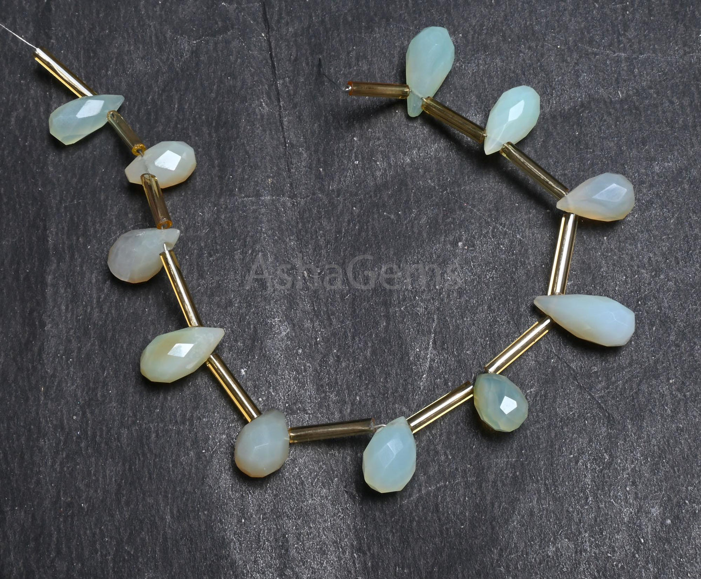 Beautiful Chalcedony faceted Drops Shape beads, Light Aqua Blue Chalcedony Indian Cut Handmade Teardrop bead, Chalcedony Bead Jewelry Crafts