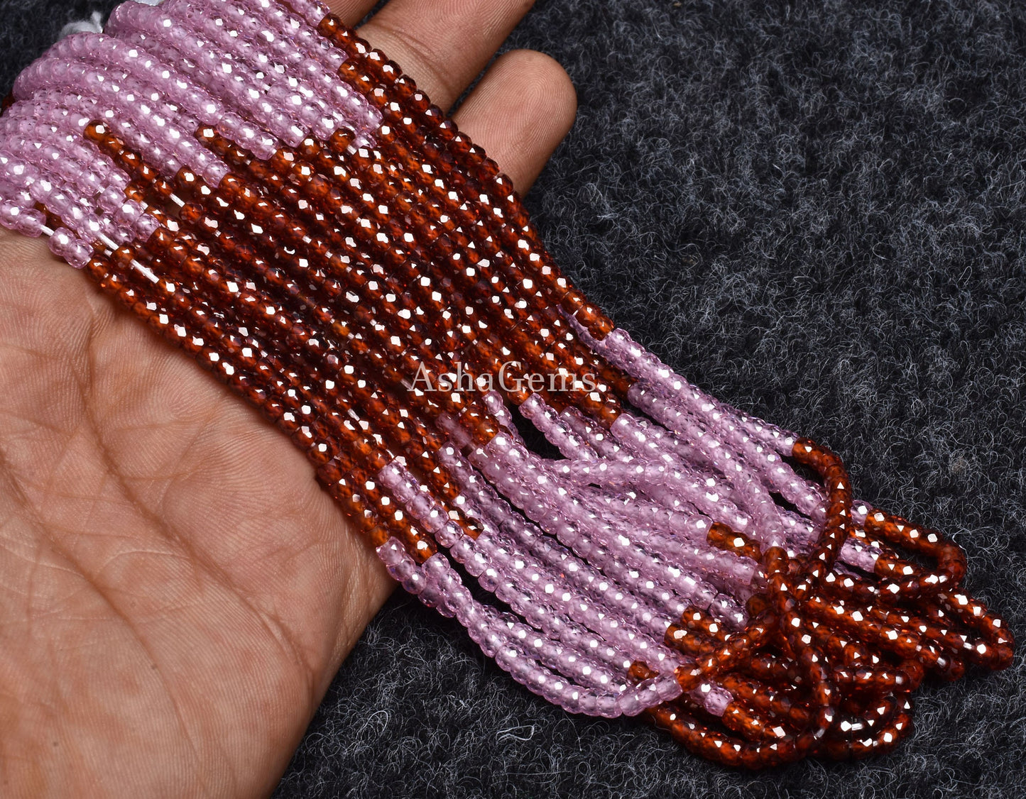 Rare Pink Red Whine Color Zircon Faceted Ronelle Bead, 3 mm Pink Red Wine Zircon Micro Machine Cut Gemstone Bead, 13"Strand Micro cut Zircon