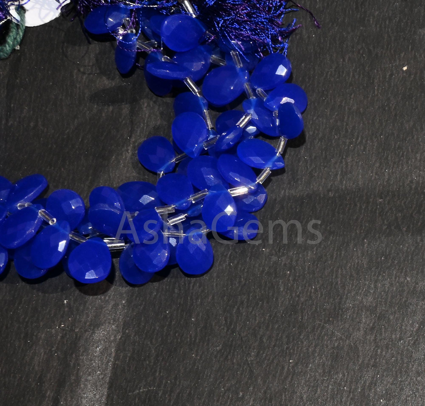 Beautiful Royal Blue Quartz Hydro faceted Pears Side Drill Beads,8" AAA Blue Hydro Faceted Teardrop Briolette Bead Jewelry Making Craft SALE