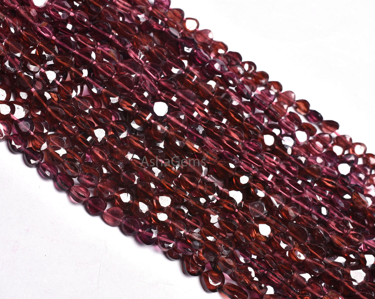 Garnet Faceted Heart Shape Gemstone Beads, Genuine Garnet Straight Drill Heart Briolette, AAA Garnet Flat Heart Beads For Jewelry SALE (18715)