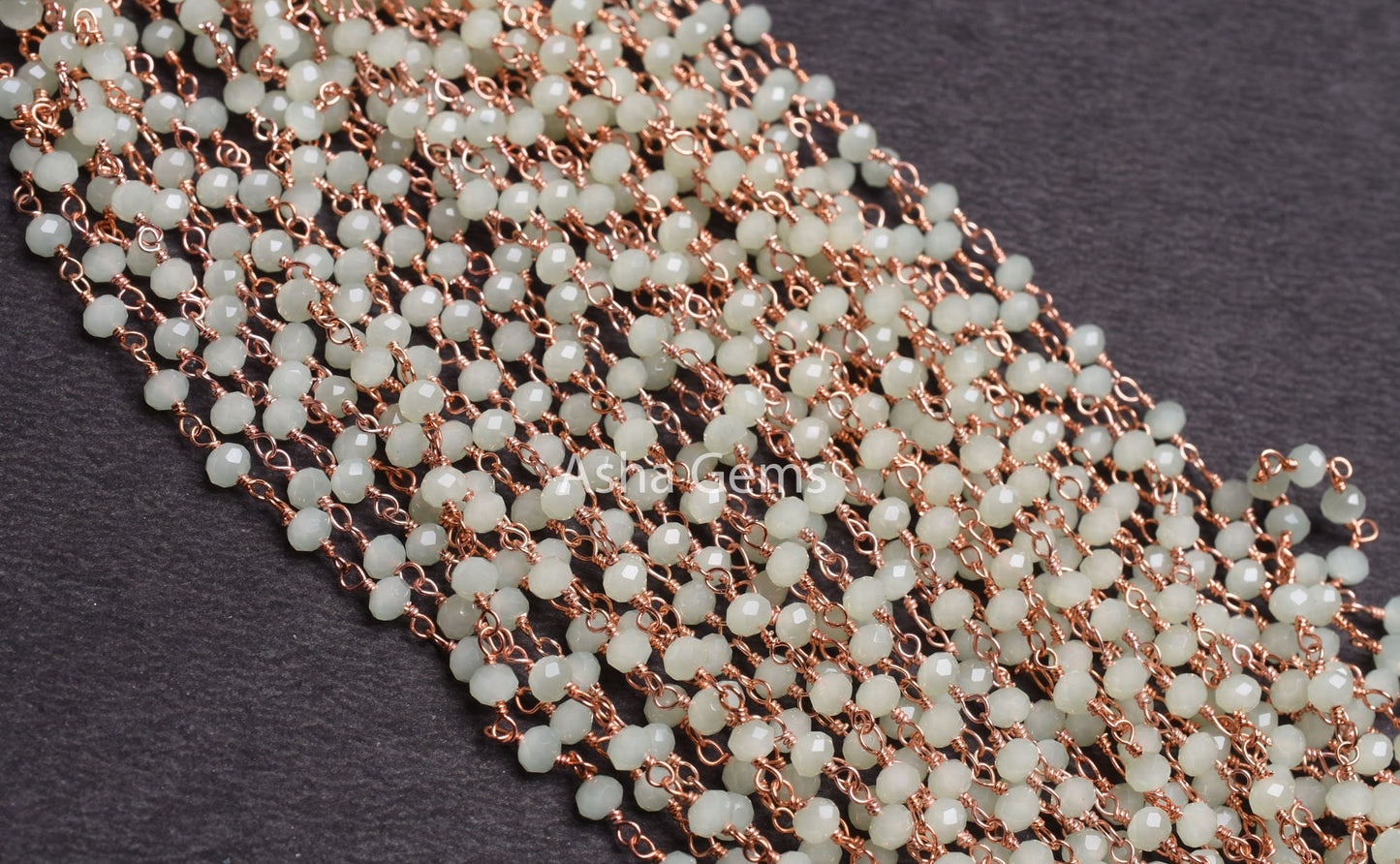 1-50 Feet Bulk Green Prehnite Hydro faceted Beads Rosary Chain Beautiful Rose Gold Plated Wire Wrapped Rondelle Beaded Chain Jewelry makings