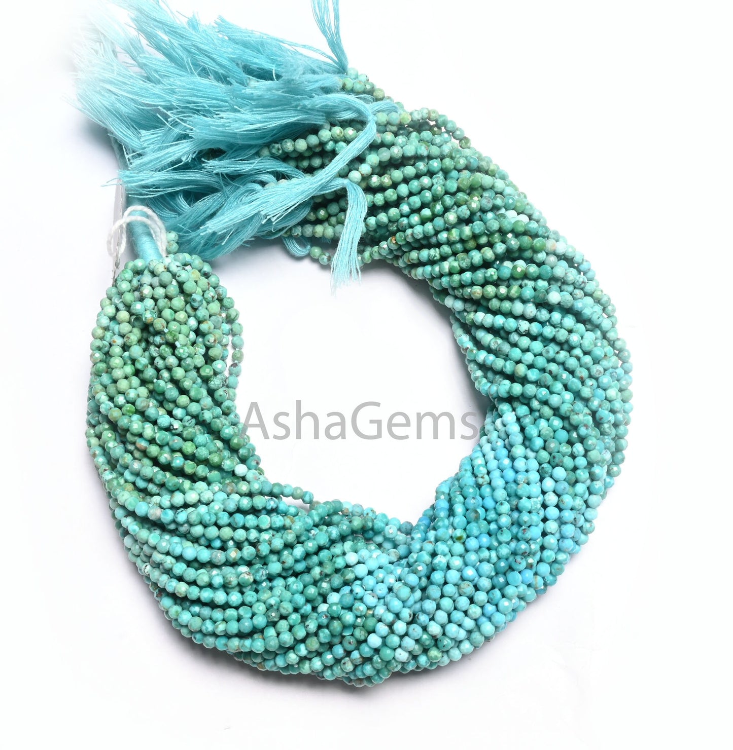3 mm Tibetan Turquoise Faceted Gemstone Beads,13" Strand Natural Tibetan Turquoise Micro Cut Rondelle Beads, Fine Shaded Blue Turquoise Bead (AG 15039 c)