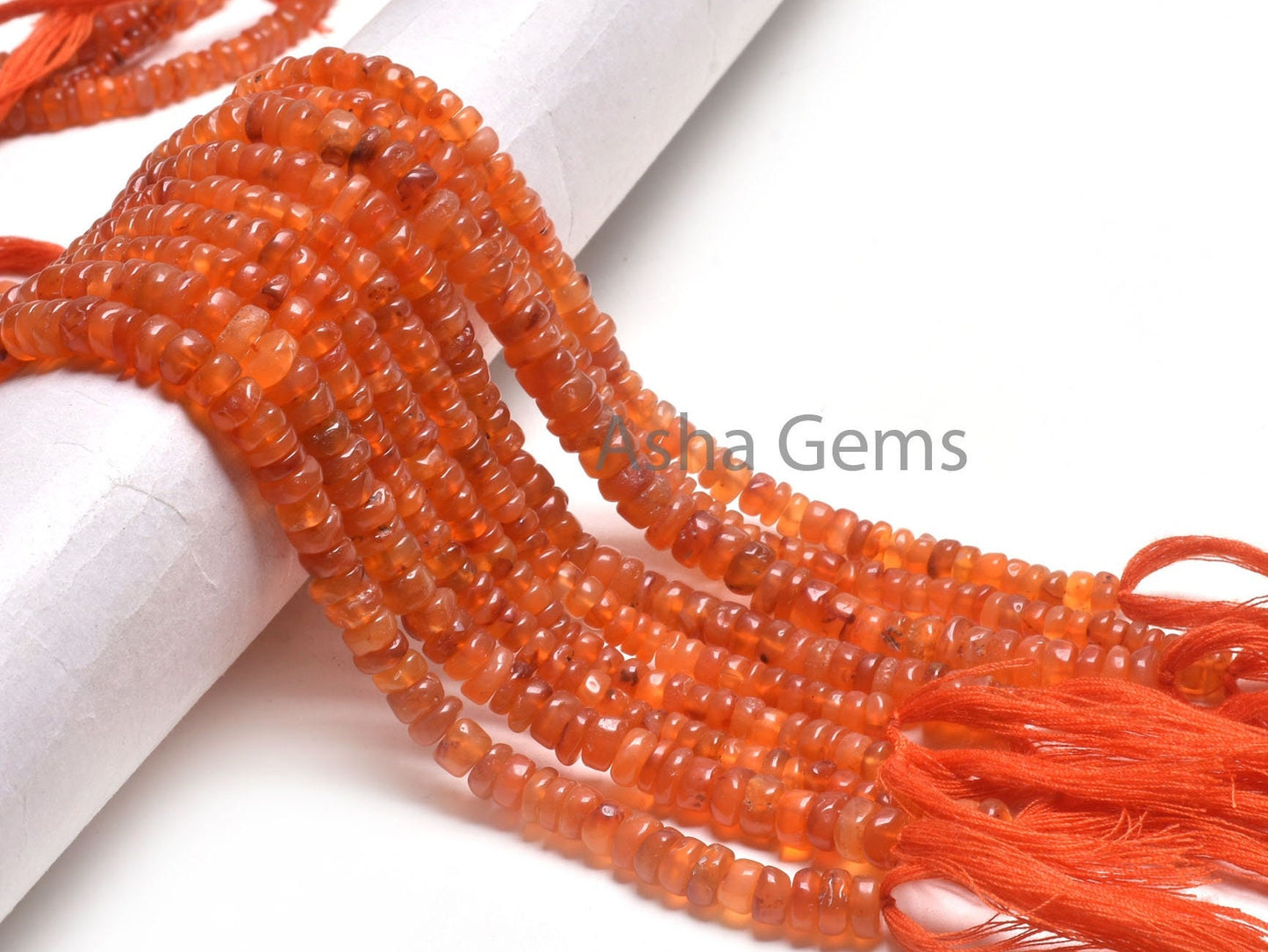 12"Strand Carnelian Smooth Beads, Orange Red Carnelian Plain Handmade Flat Rondelle Gemstone Beads, Carnelian Bead Jewelry Making Handicraft