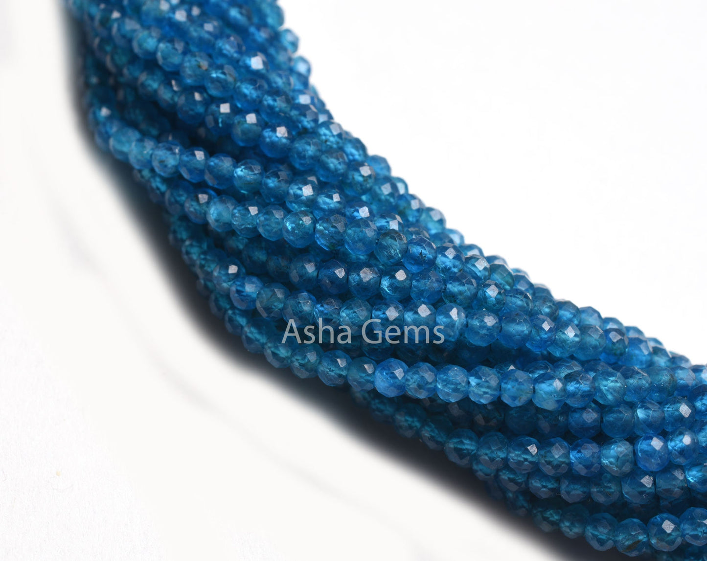 Super Top Quality Neon Apatite Micro Cut Beads,2.75mm AAA++ Apatite Faceted Machine Cut Rondelle Gemstone Beads, Neon Blue Apatite Bead SALE