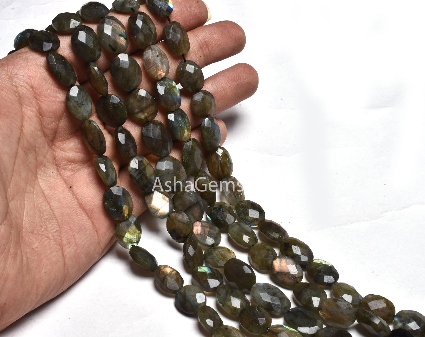 10 inch strand labradorite Oval Beads Faceted, Black rainbow oval Briolette gemstone beads, Labradorite beads Faceted Oval For Necklace Sale