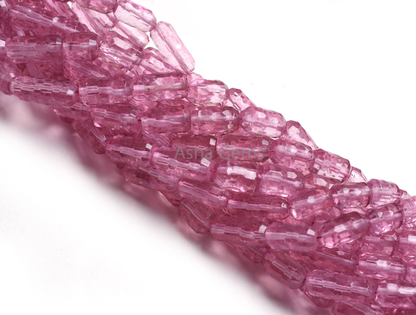 AAA Crystal Pink Coated Concave Cut faceted Beads,10"Strand Gemstone Barrel Shape Concave Cut Faceted Straight Drill Bead Jewelry Craft SALE
