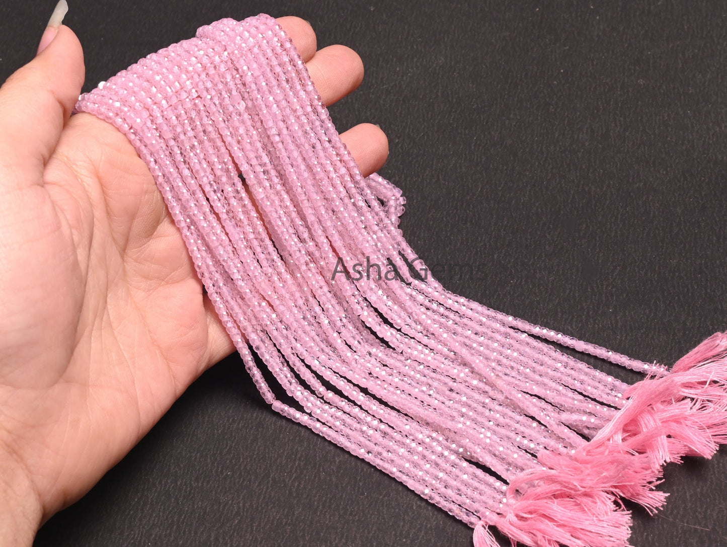 15" Strand Pink Zircon Micro Cut faceted Beads,3 mm AAA Quality Pink Color Zircon Machine Cut Rondelle Shape Beads Jewelry Making Craft SALE