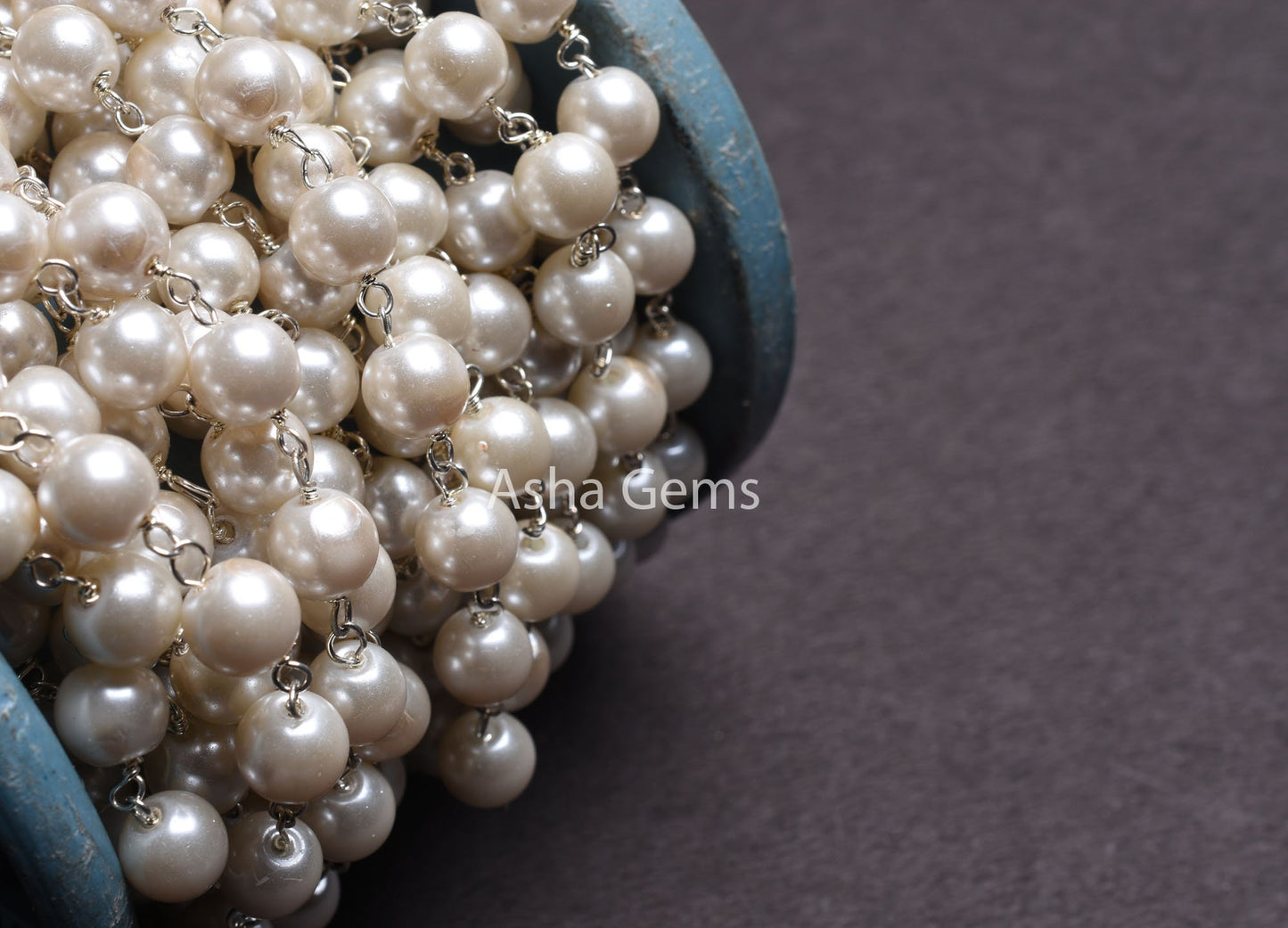 8mm Beautiful White Pearl Hydro Rondelle Beads Rosary Chain Gold Silver Copper Plated Wire Wrap Chains Jewelry Making Necklace Chain By Feet