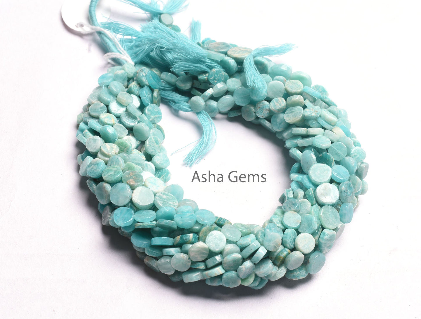Beautiful Amazonite Smooth Coin Gemstone Beads,13" Natural Blue Amazonite Uneven Coin Straight Drill Handmade Bead, Amazonite Beads Jewelry