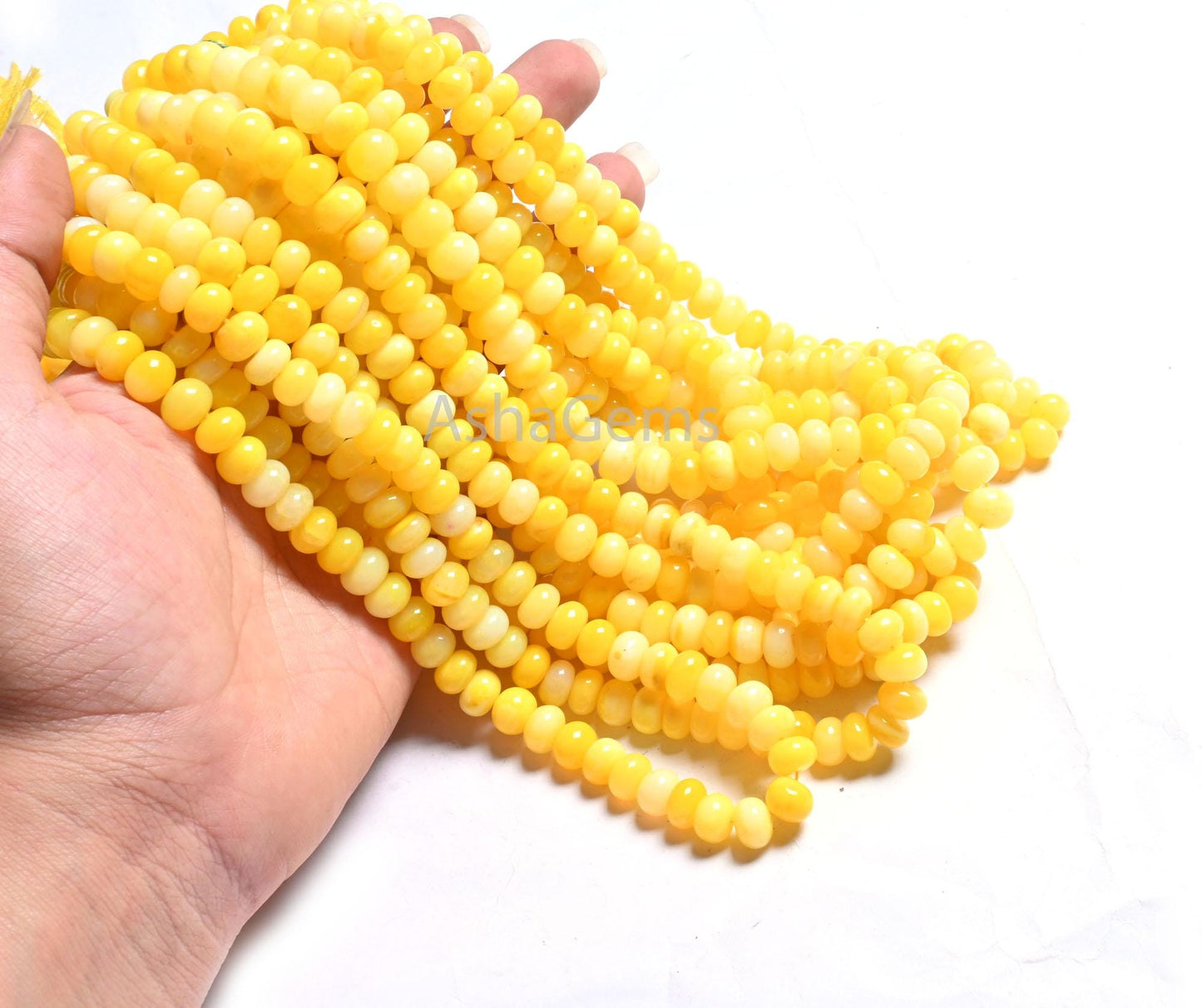 AAA Quality Pastel Yellow Opal Smooth Rondelle Gemstone Loose Beads,8 mm Yellow Opal Plain Handmade Bead Jewelry making Craft Sale Opal Bead