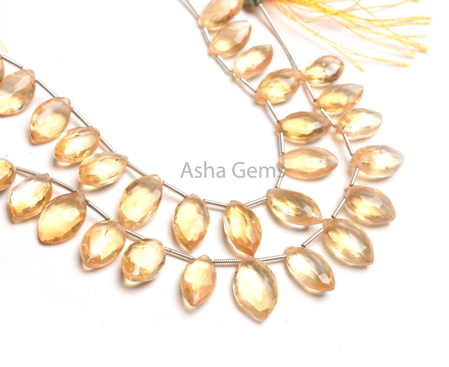 AAA Quality Citrine Faceted Marquise Shape Briolette Gemstone Beads, Natural Yellow Citrine Marquise Side Drill Beads, Citrine Bead Jewelry