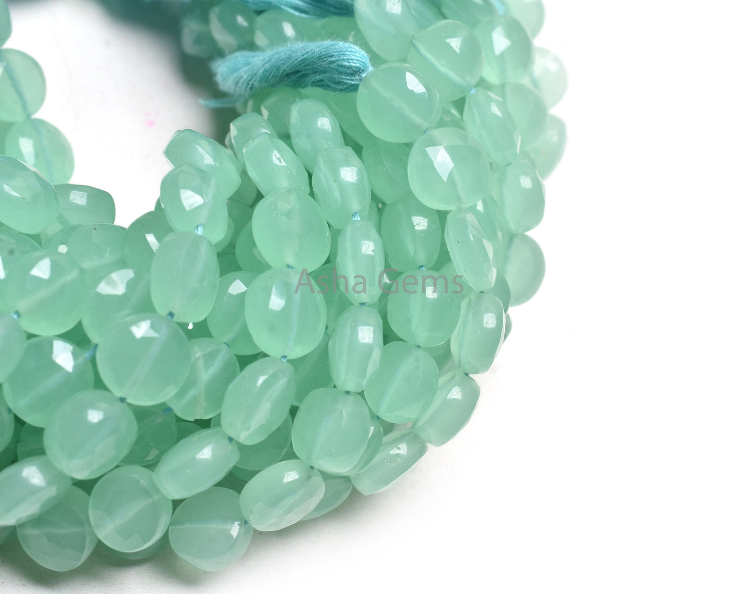 Beautiful Aqua Blue Chalcedony Faceted Coin Shape Beads,8" Strand AAA Chalcedony Faceted Coin Briolette Straight Drill Gemstone Bead Jewelry