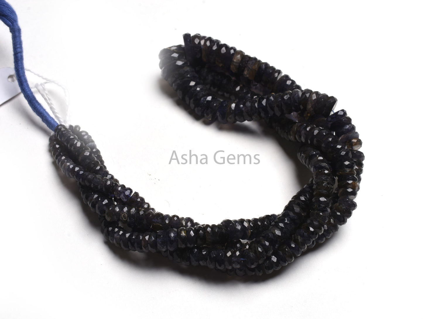 Genuine Blue Iolite Faceted Tyre Shape Beads, Graduation Size Iolite Beads Strand 18" Fine Quality Iolite Indian Cut Flat Tyre Gemstone Bead