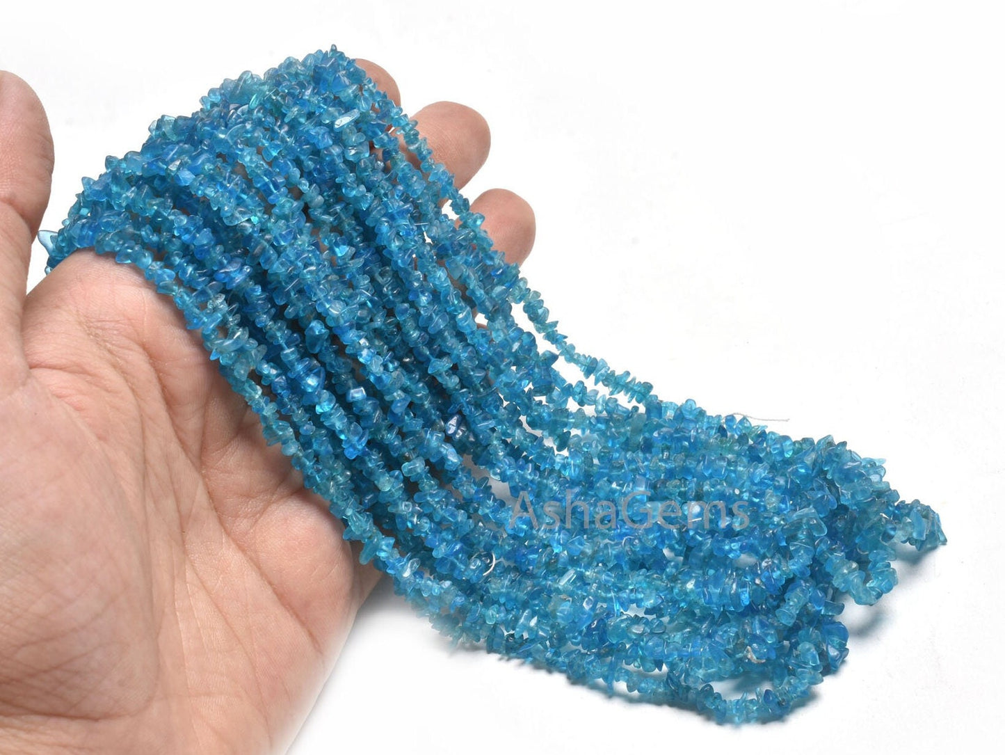 Fine Quality Neon Apatite Uncut Chips Beads,34" Natural Blue Apatite Raw Rough Smooth Nugget Tiny Chip Beads, AAA Apatite Chip Beads Jewelry