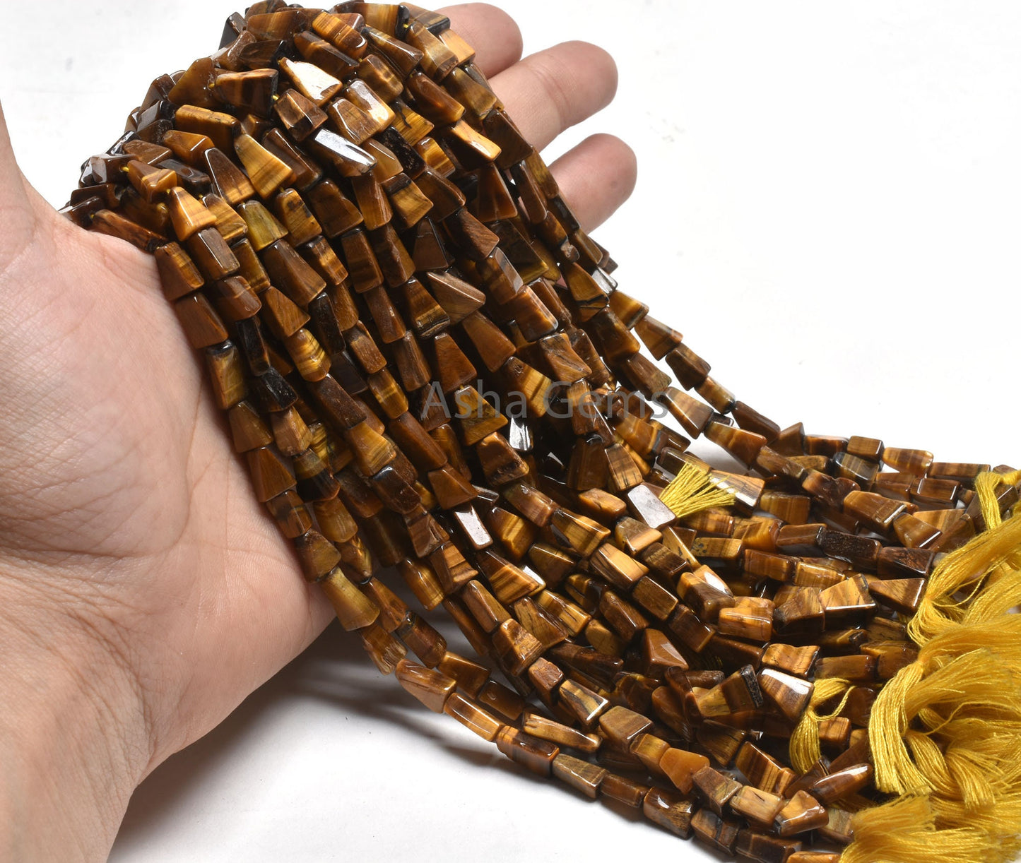 Natural Tiger Eye Smooth Triangle Shape Handmade Gemstone Beads, Shaded Brown Tiger Eye Fancy Trillion Straight Drill Beads Jewelry Makings