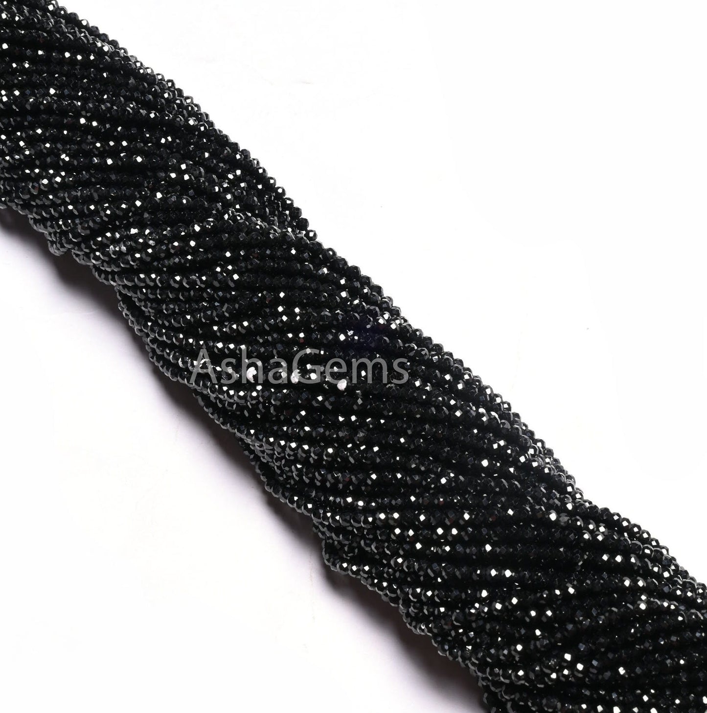 AAA Quality Natural Black Spinel Micro Cut Rondelle Faceted Gemstone Beads,2.5mm Coal Black Spinal machine Cut Tiny Spinel Bead Jewelry SALE
