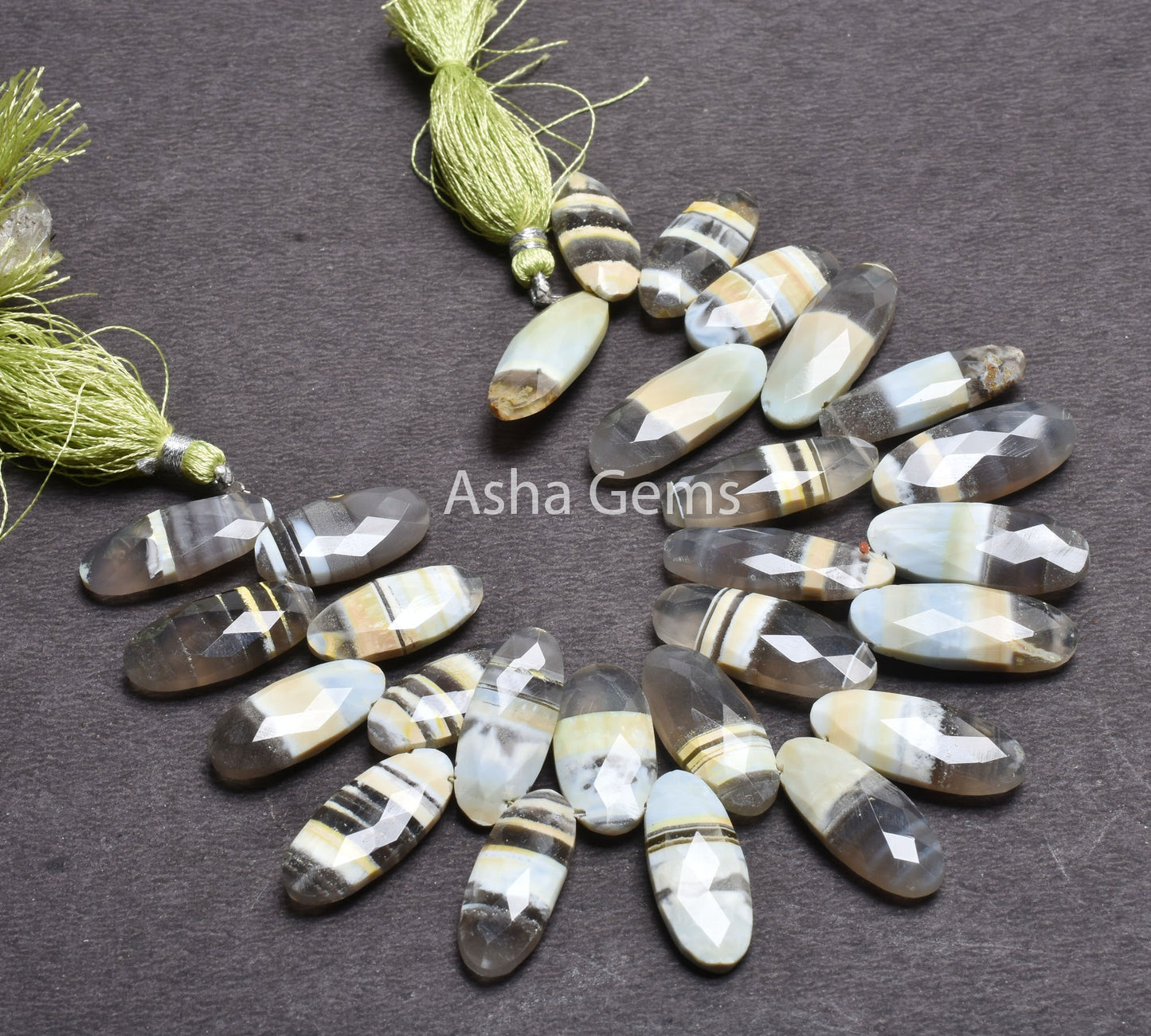 Beautiful Boulder Opal Fancy Long Oval Side Drill Beads,8" Lemon Boulder Opal faceted Oval Briolette Gemstone Beads, Opal Loose Bead Jewelry