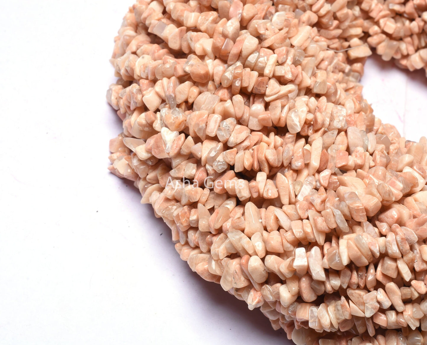 Peach Moonstone Uncut Chip Beads,17/34" Strand Natural Moonstone Raw Rough Gemstone Beads, Pink Moonstone Smooth Uncut Bead Necklace Jewelry