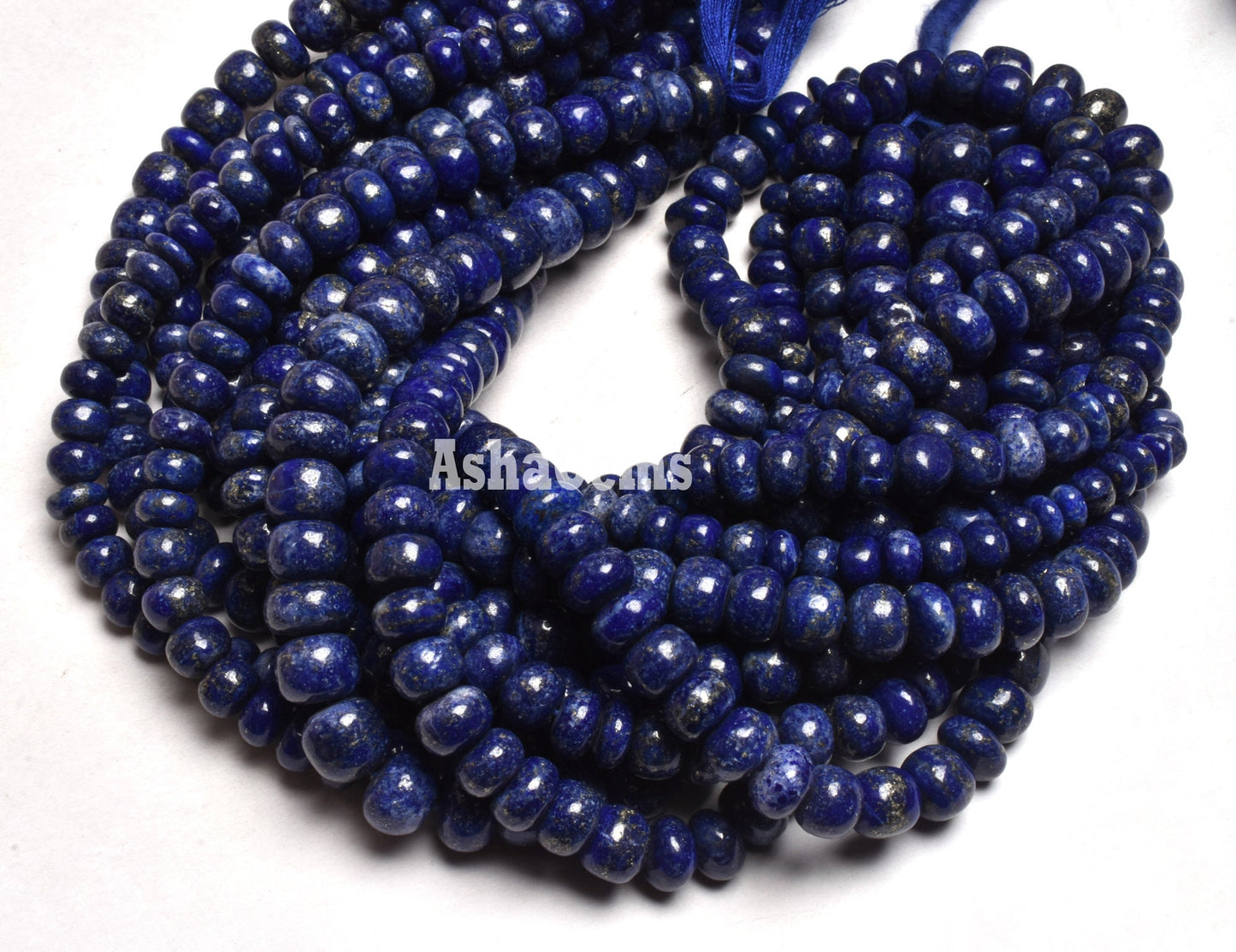 Beautiful Blue Lapis Smooth Rondelle Shape Beads,10" Strand Natural Blue Lapis Loose Gemstone Beads, Lapis Lazuli Bead jewelry Making Crafts