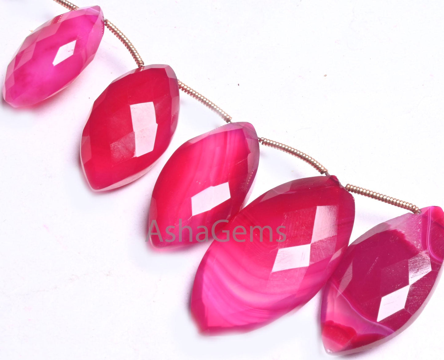 Beautiful Hot Pink Chalcedony Marquise Faceted Beads,10x21-16x32 mm Shaded Pink Chalcedony Fancy Briolette Gemstone Beads Jewelry Craft SALE