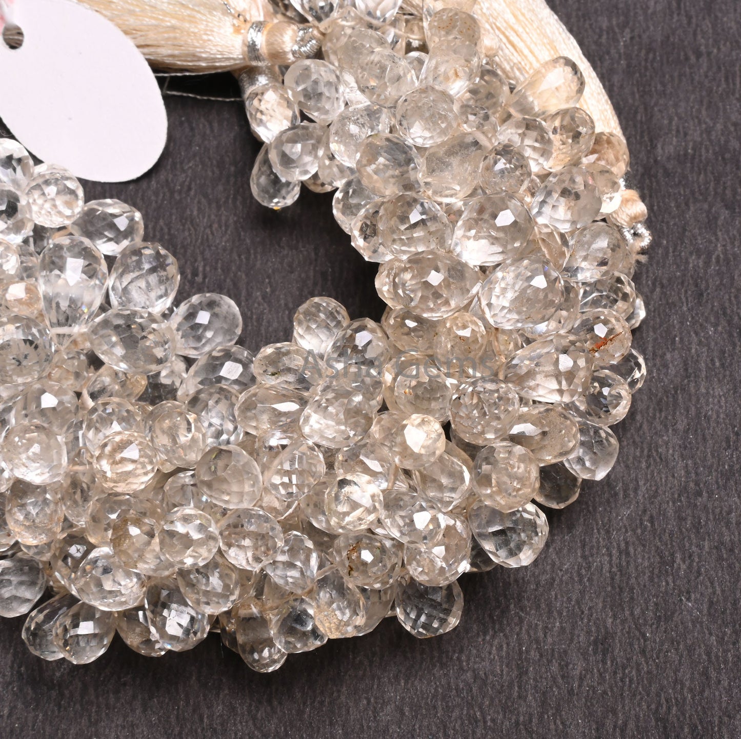 Natural White Topaz Faceted Drop Shape Gemstone Beads,9" Strand Topaz Side Drill Teardrop Gemstone Briolette Beads Jewelry Making Craft SALE