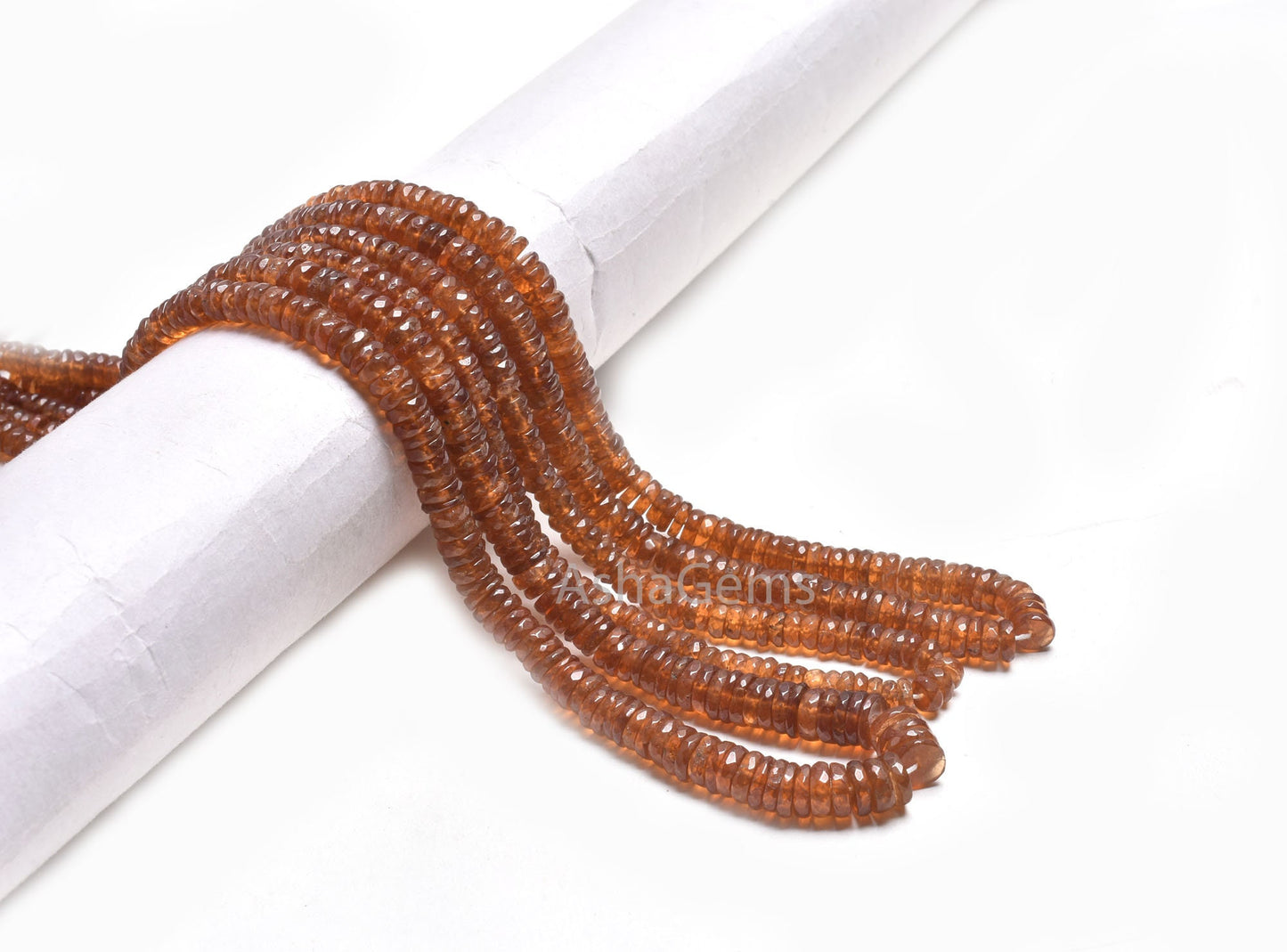 Natural Hessonite Garnet Faceted Heishi Tyre Beads,16" Hessonite Beads, Brown Hessonite Flat Wheel Shape Gemstone Bead Jewelry Making Crafts