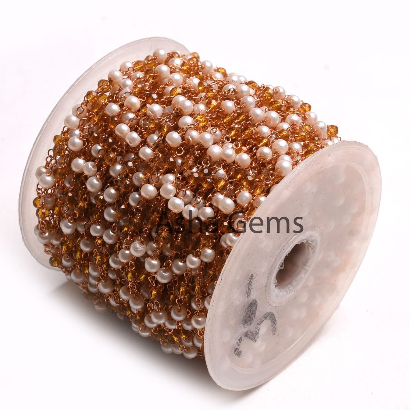 Fine White Pearl citrine Quartz Hydro Faceted Rondelle Beads Rosary Chain Rose Gold plated Wire Wrap Roll Beaded Chain Jewelry Making Crafts
