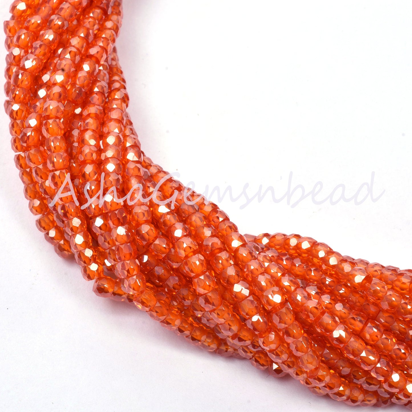 3 mm Beautiful Orange Zircon Micro Cut Rondelle Beads, AAA Quality Orange Zircon Machine Cut Faceted Beads,12.5" Cubic Zircon Beads Jewelry