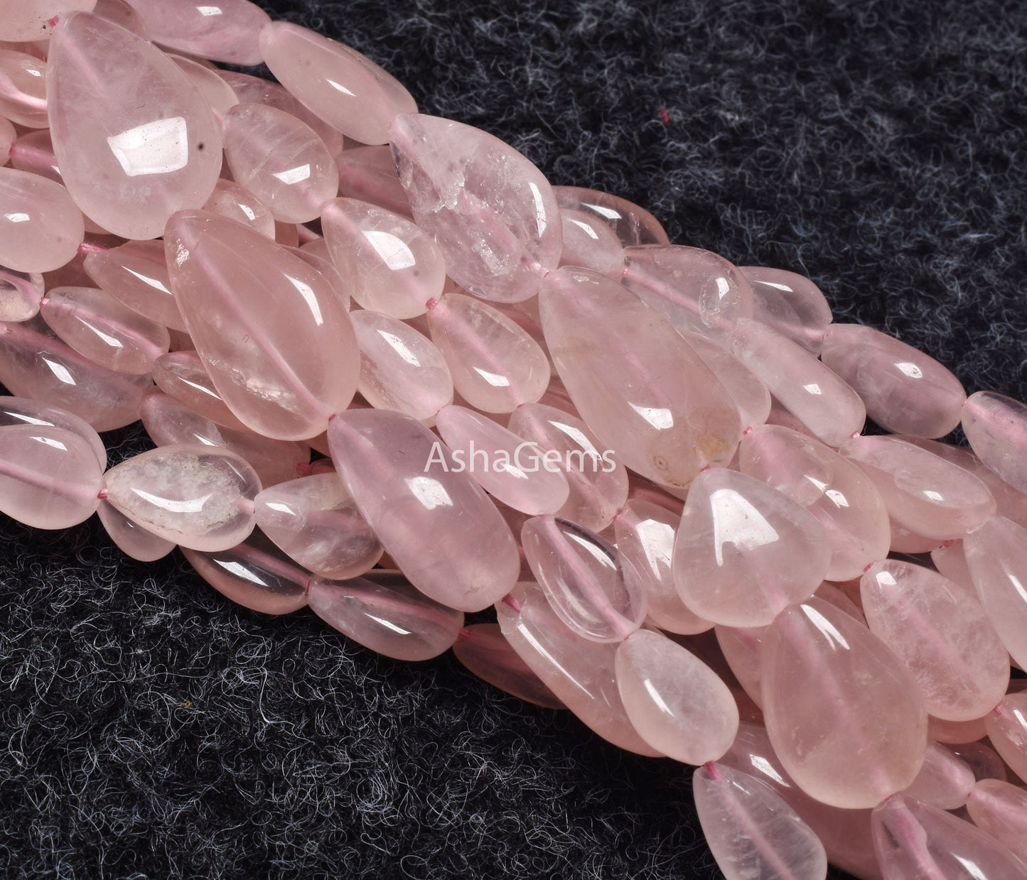 Beautiful Pink Rose Quartz Smooth Pears Shape Beads,13" Strand Rose Quartz Plain Handmade Beads, Quartz Pear Gemstone Beads Jewelry Crafts