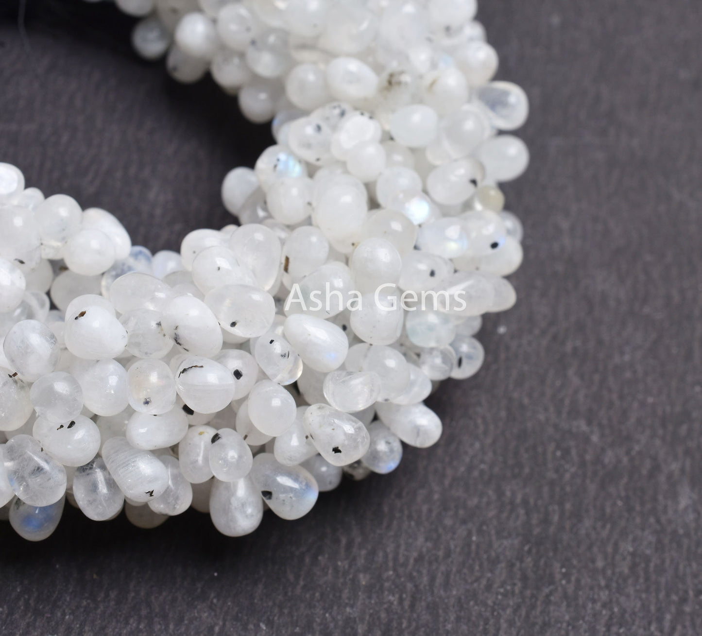Blue Fire rainbow Moonstone Smooth Drops Shape Beads,8" White rainbow Plain Handmade Uneven Teardrop Beads Gemstone Rainbow Moonstone SALE
