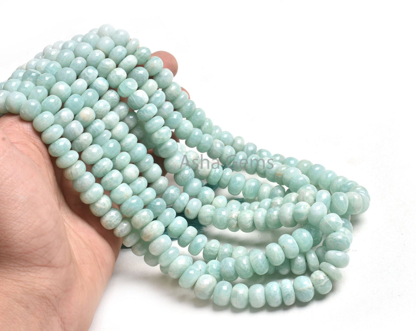 18" Strand Beautiful Amazonite Smooth Rondelle Shape Beads,9-10.5 mm Natural Blue Amazonite Plain Handmade Gemstone amazonite Beads Jewelry