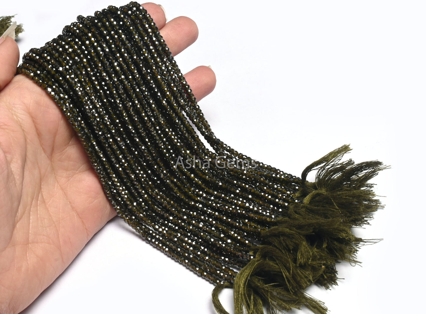13" Strand Zircon Faceted Beads,3 mm Green Cubic Zirconia Micro Faceted Beads, AAA Hina Green Zircon Machine Cut Rondelle Beads Jewelry SALE