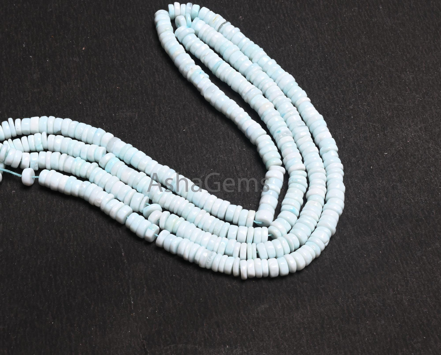 6 mm Beautiful Light Peru Blue Opal Smooth Tyre Handmade Beads, Sky Blue Opal Plain Flat Wheel Shape Gemstone Opal Bead Jewelry Making Craft