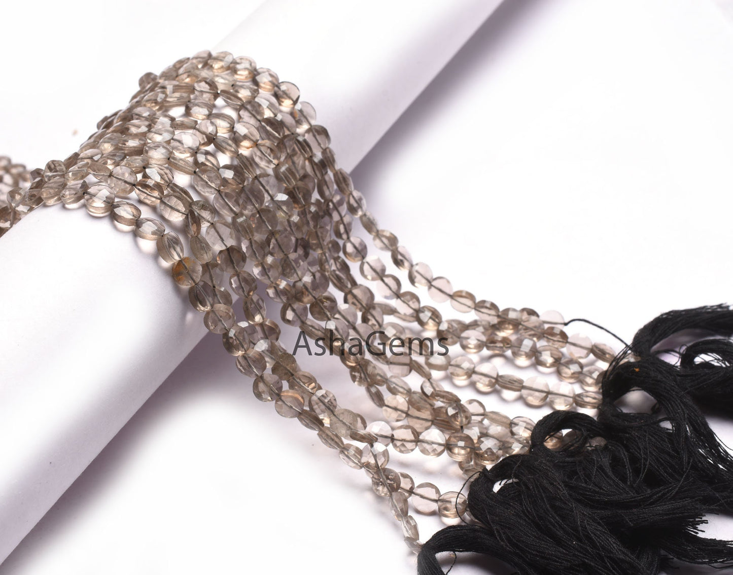 6 mm Natural Smoky Quartz Faceted Coin Shape gemstone Beads,AAA Quality Smoky Checker Cut Coin Briolette Beads,13" Strand Smoky Bead Jewelry