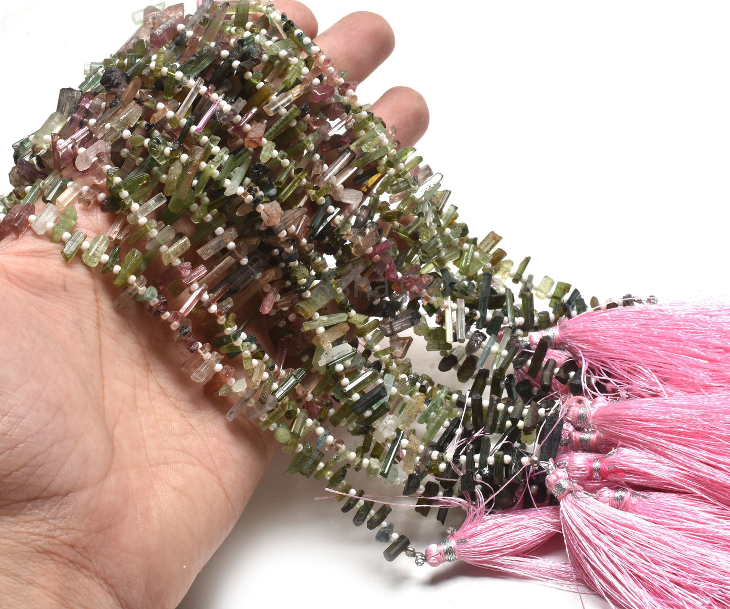 Natural Multi Tourmaline Fancy Long Rough Gemstone Beads,8" Fine Tourmaline Uneven Pencil Side Drill Beads, Tourmaline Beads Jewelry Crafts