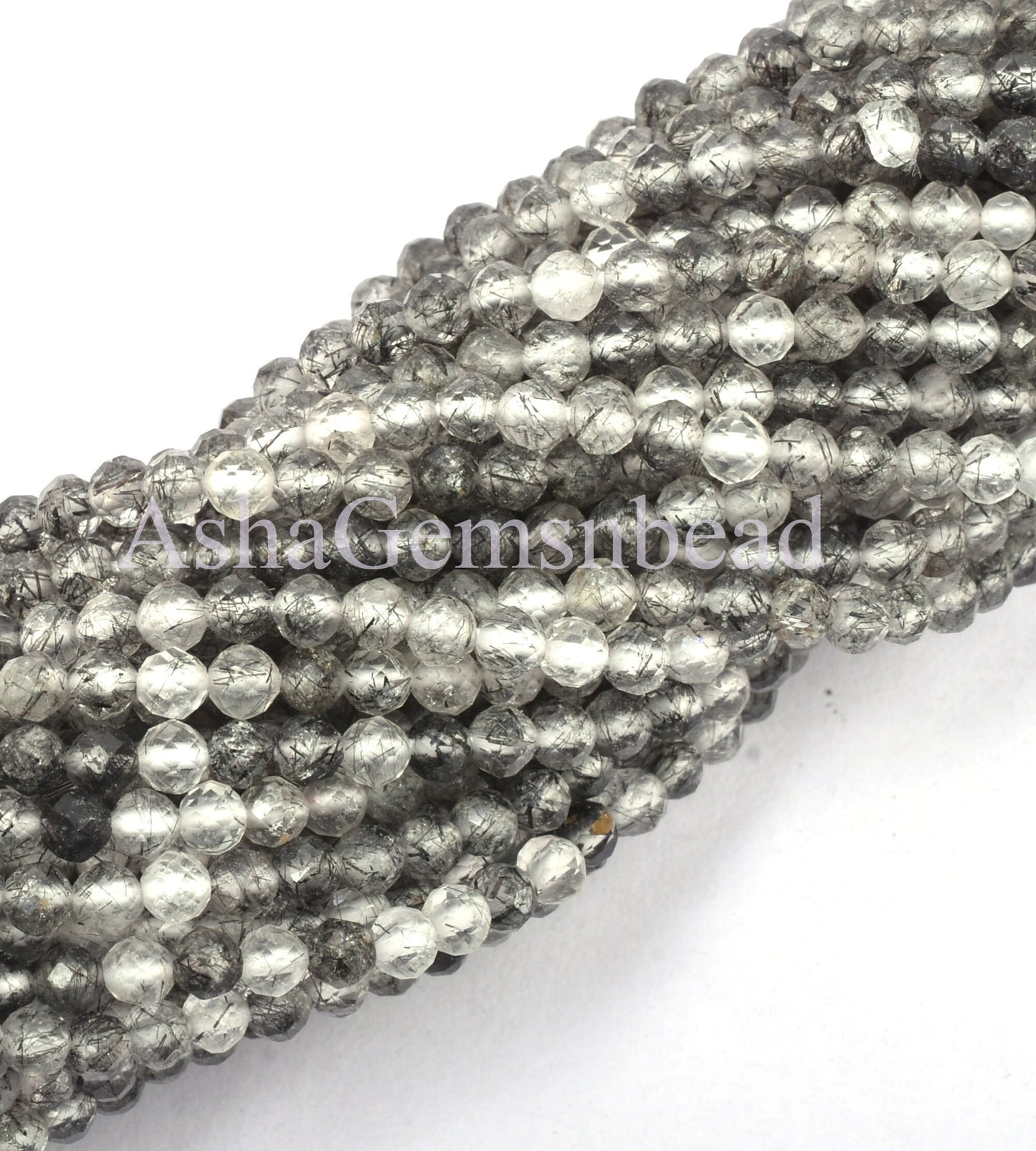 AAA Quality Black Rutile Faceted Micro Cut Beads,2.5mm Natural Rutilite Machine Cut Rondelle Gemstone Beads,13" Rutile Bead Necklace Jewelry