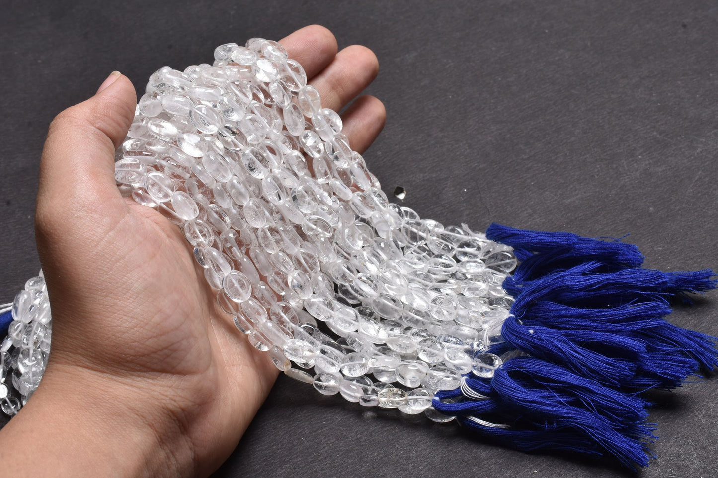 Beautiful White Crystal Quartz Smooth Oval Shape Gemstone Loose Beads,12.5" Strand Natural Crystal Plain Handmade Oval Beads Jewelry Crafts