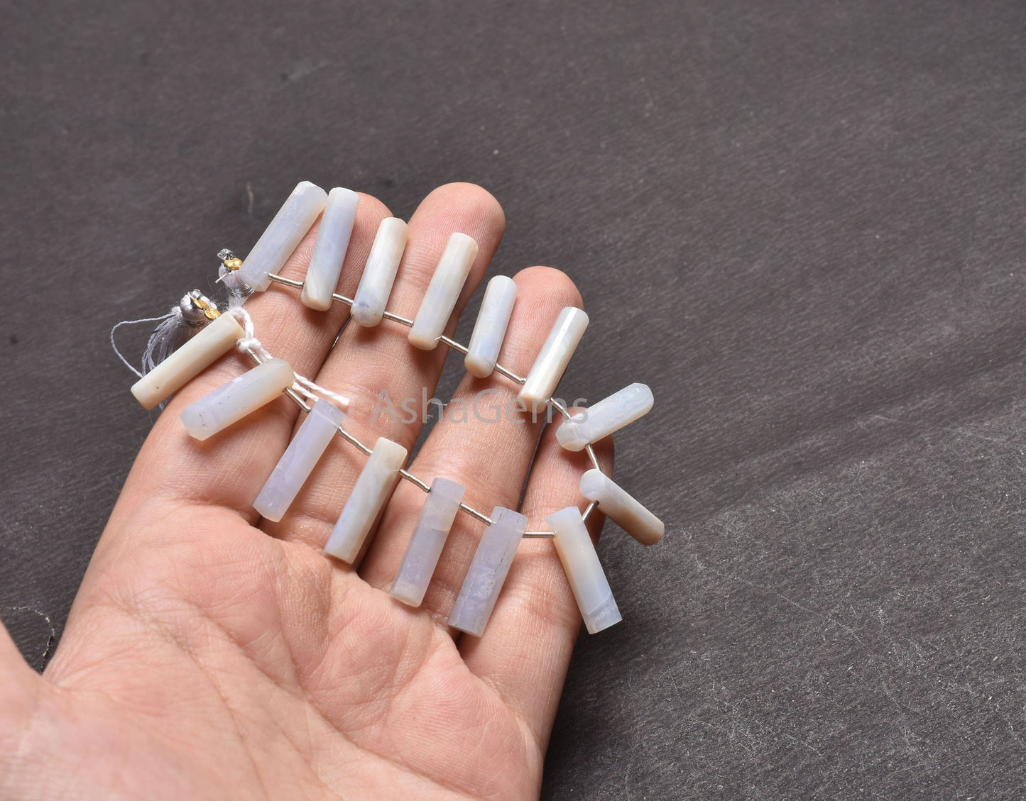 Blue lace Agate Long Pipe Shape Faceted Beads,5-20 mm Natural Blue Lace Agate Fancy Tube Side Drill Gemstone Beads Jewelry Making Craft SALE